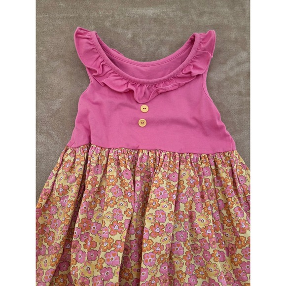 Eleanor Rose Girls Dress Pink Floral Sleeveless Ruffle Buttons Size 6/7 - Picture 3 of 6